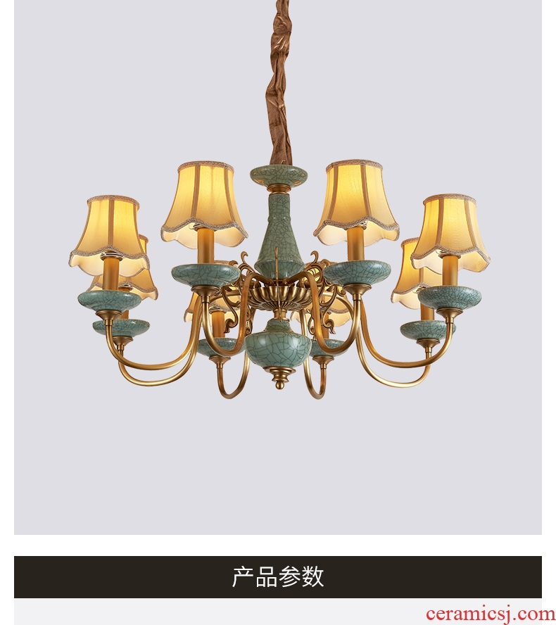 All copper pendant sitting room bedroom lamp study contracted dining-room lamp pure copper ceramic villa luxury european-style lamps and lanterns