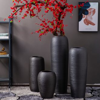 Jingdezhen ground vase flower arrangement of Chinese style hotel sitting room adornment furnishing articles company large-sized purple black frosted glass vases