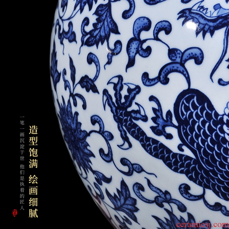 Jingdezhen ceramics antique blue-and-white celestial large vases, new Chinese style living room TV ark home furnishing articles