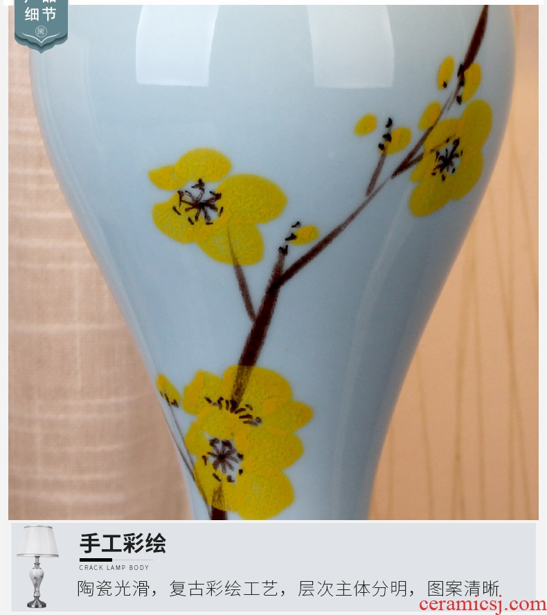 American desk lamp jingdezhen ceramic bedside lamp sitting room adornment bedroom modern Chinese hand-painted hotel apartment