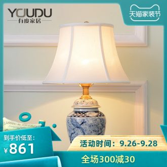 American whole copper ceramic desk lamp sitting room european-style lamp contemporary and contracted warmth of the head of a bed bedroom room decoration lamp