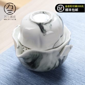 Three thousand cup to crack a pot of tea village a ceramic kung fu tea set household teapot hand grasp pot of individual cups