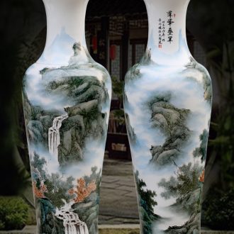 Jingdezhen ceramics antique hand-painted landscape painting home sitting room hotel adornment furnishing articles of large vase