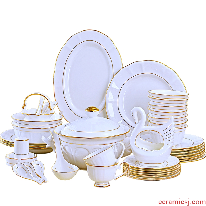 Household utensils sets jingdezhen ceramic European high-grade 68 skull porcelain tableware abnormity bowl plates spoon