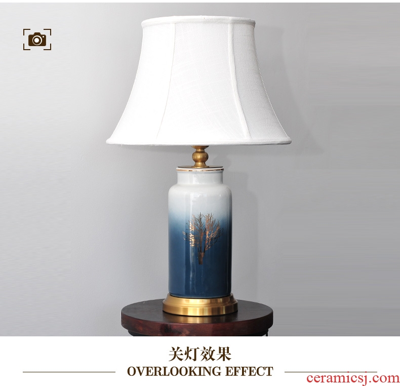 Creative American full copper ceramic desk lamp simple atmospheric LED study of the sitting room the bedroom nightstand chandeliers