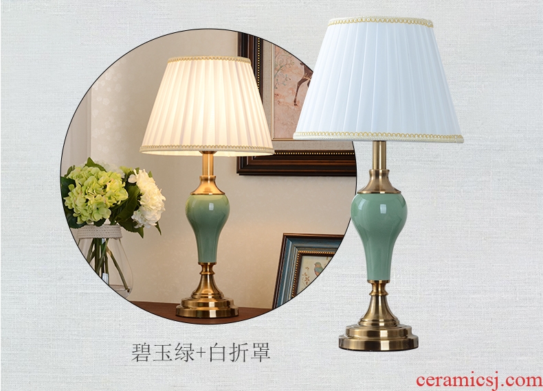 American retro ceramic desk lamp light contracted new Chinese style of bedroom the head of a bed creative continental warm light sitting room desk lamp