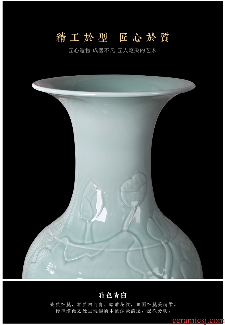 Jingdezhen ceramic Chinese carving furnishing articles sitting room of large vase accumulate large feng shui hotel opening gifts