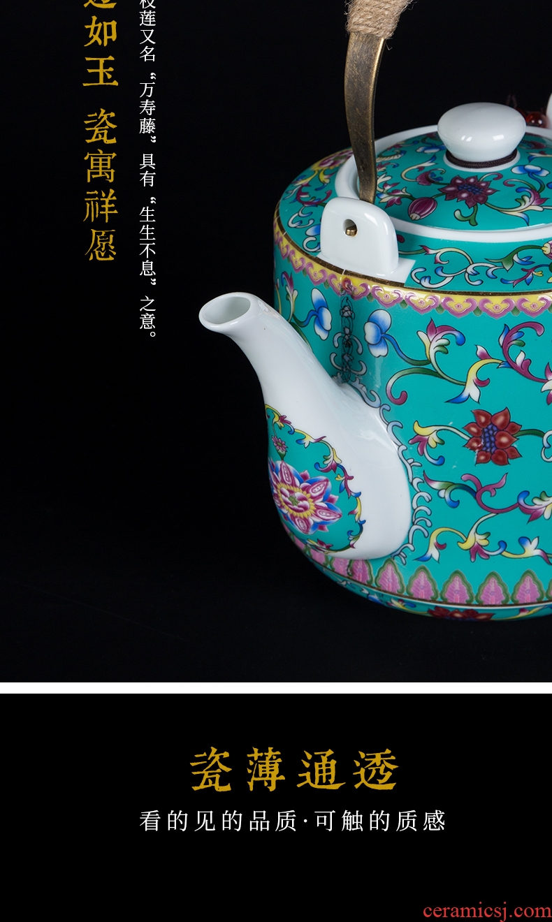 Cool, colored enamel kettle household of Chinese style old antique teapot high-temperature large-sized ceramic teapot cold water