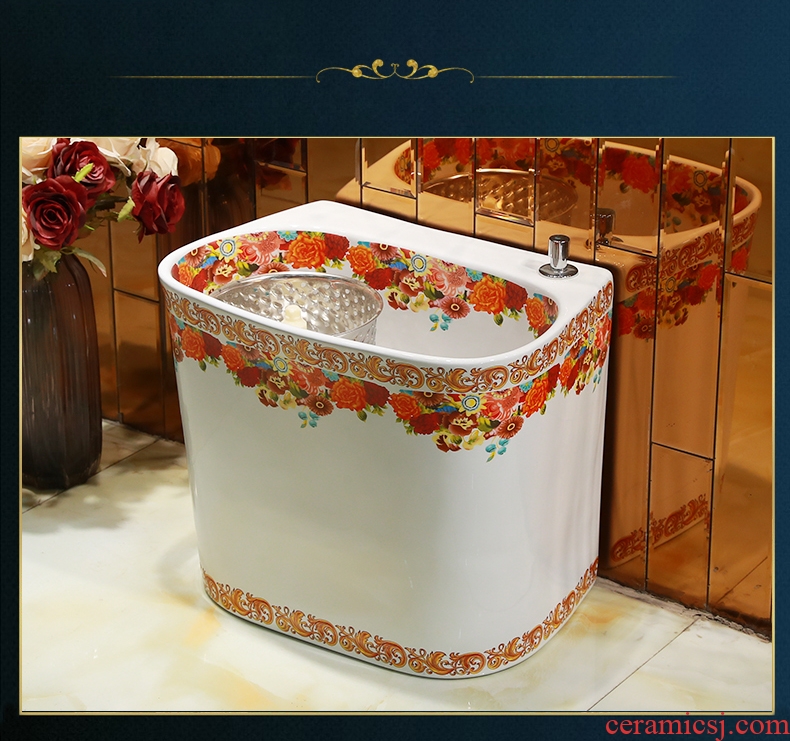 Gold cellnique wash mop pool bathroom ceramic flower POTS mop pool balcony kitchen sink mop pool