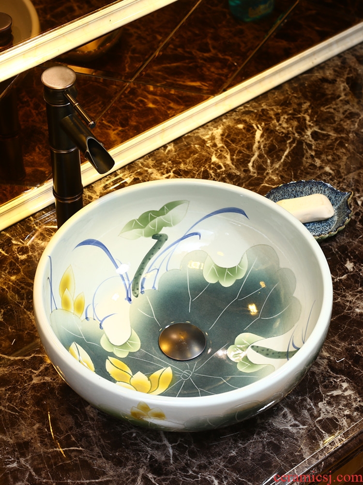 Zhao song European modern ceramic art basin bathroom basin sink household creative basin large round the stage