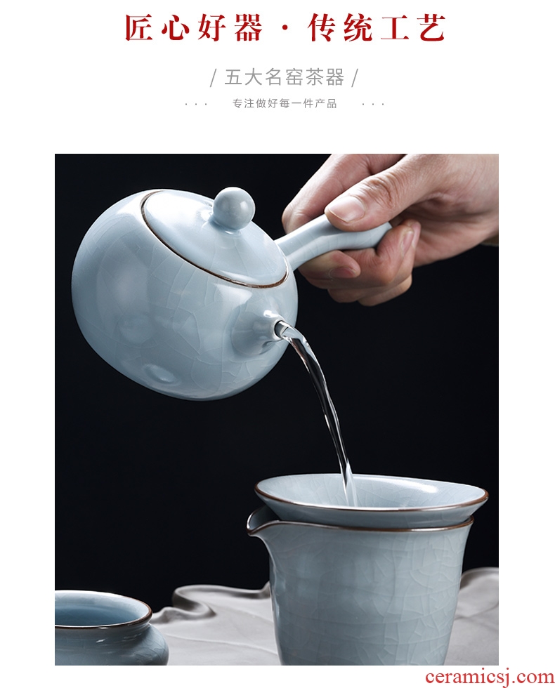 God your kiln porcelain household ceramics kung fu tea set suit Chinese porcelain contracted side teapot tea cups