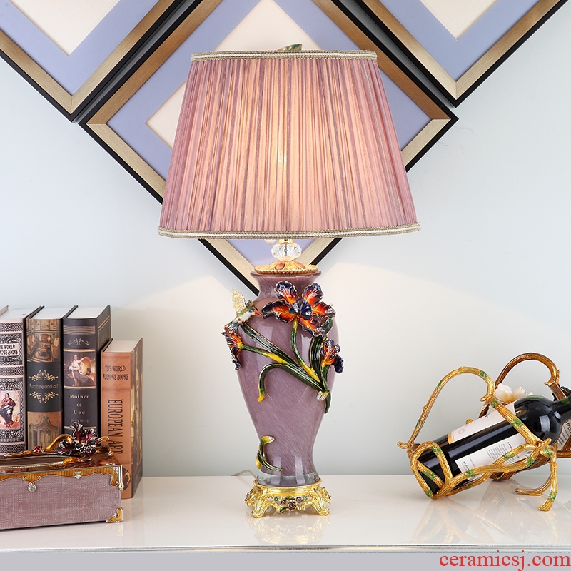 Cartel type colored enamel lamp sitting room luxury villa high-grade atmosphere ceramic lamp of bedroom the head of a bed