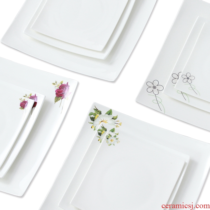 Jingdezhen porcelain tableware of pure bone square steak knife and fork the steak is creative steak western snack plate plate suit