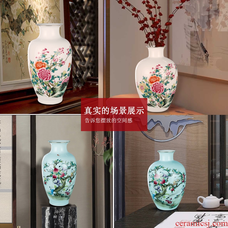Jingdezhen ceramics enamel vase thin foetus pervious to light the colour vase vases, rich ancient frame porch decorate furnishing articles
