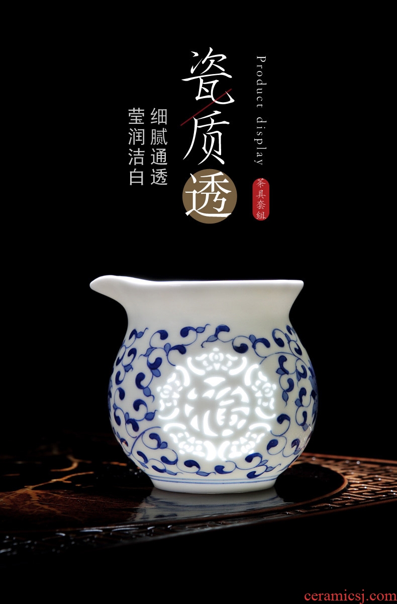 DH jingdezhen blue and white porcelain and exquisite porcelain kung fu tea set suit household ceramic teapot master cup of a complete set of cups