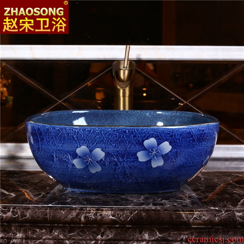 Mediterranean restoring ancient ways of song dynasty ceramic lavabo household creative stage basin square face basin balcony basin