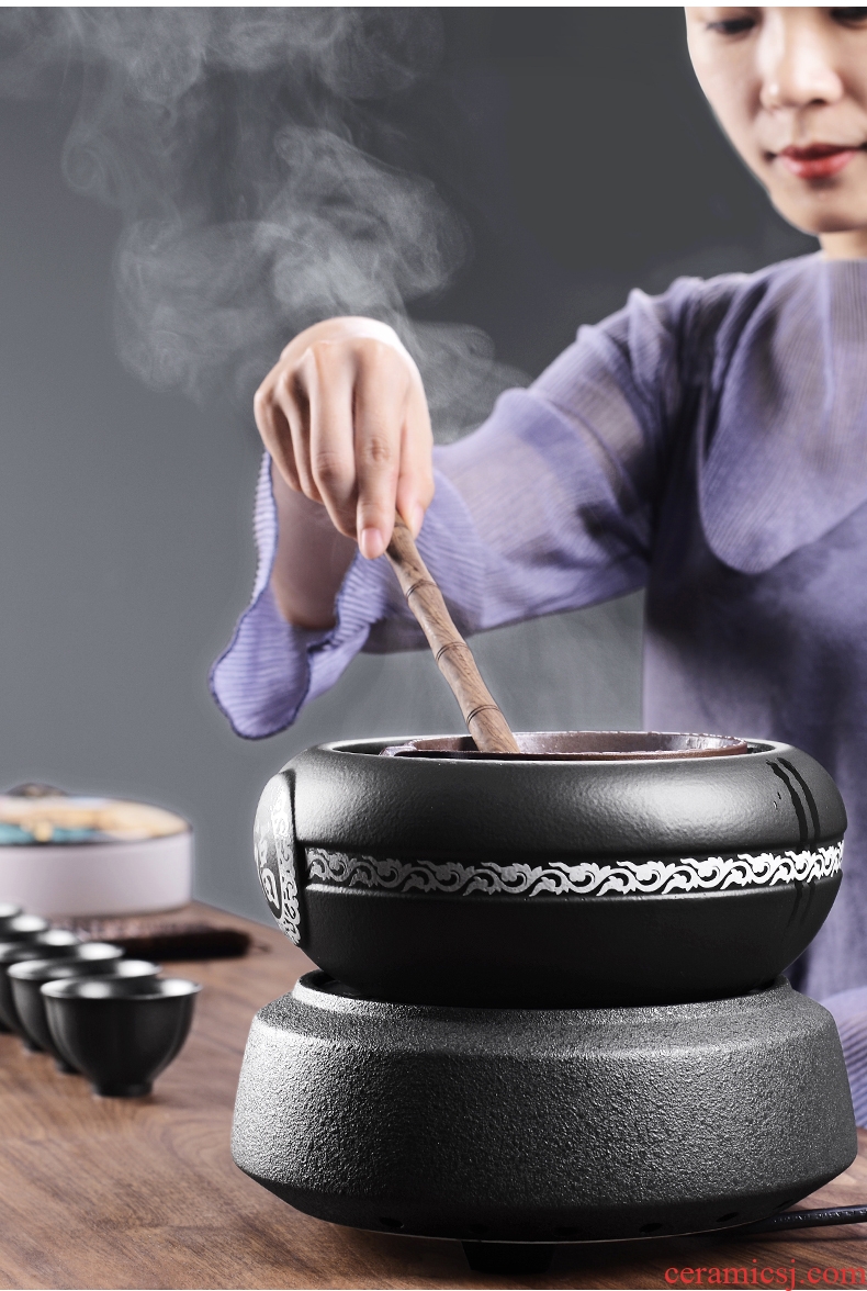 It still fang boiling tea ware ceramic electro-thermal TaoLu tea stove black pottery tea suit household black tea warm the teapot