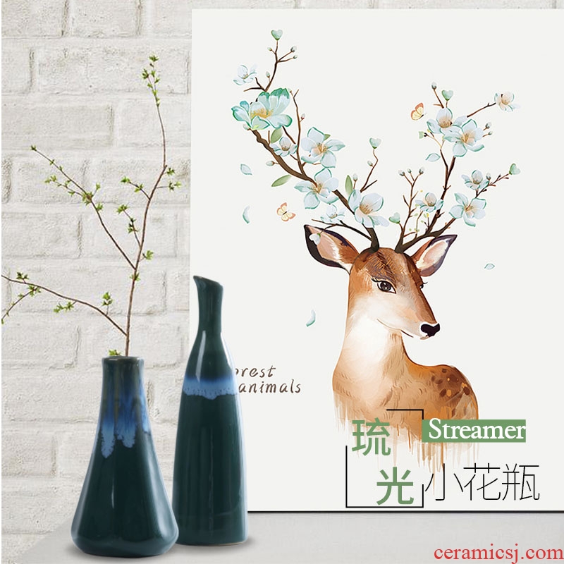 Jingdezhen ceramic vase flower arranging furnishing articles contemporary and contracted sitting room small and pure and fresh Nordic TV ark adornment