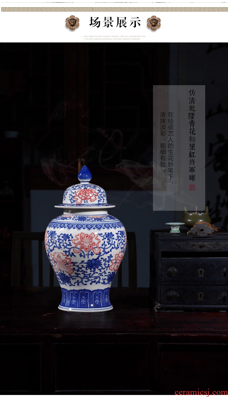 Blue and white porcelain vase general antique blue and white porcelain jar of jingdezhen ceramics youligong storage jar with cover bottle furnishing articles