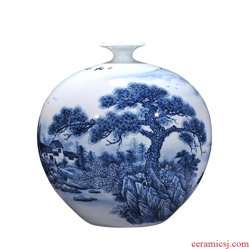 Jingdezhen ceramics hand-painted dried flowers of blue and white porcelain vases, TV ark new Chinese style sofa sitting room decorations furnishing articles