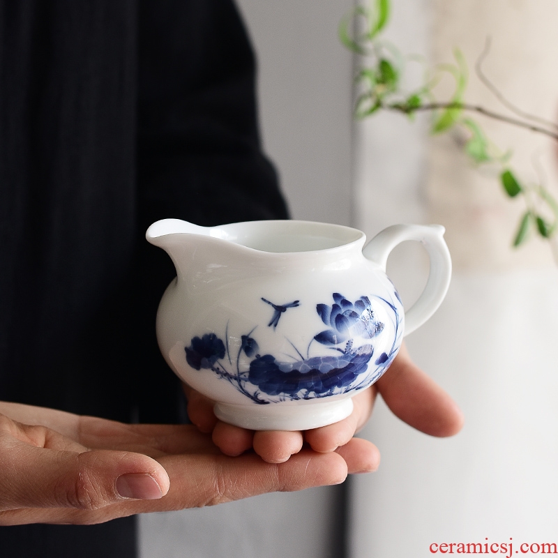 Blue and white ceramics fair mug) set points of tea ware kung fu tea cups individual fair cup of tea accessories