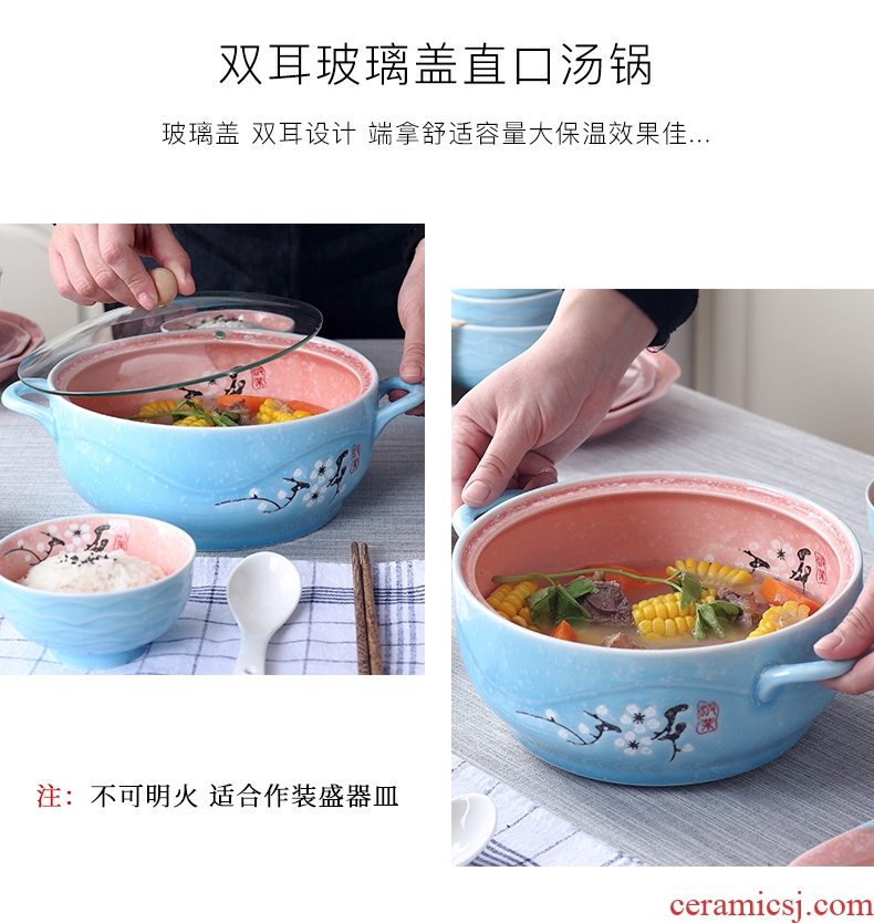 Home to eat bread and butter plate of jingdezhen ceramic large 0 Japanese creative contracted combination tableware the noodles soup bowl