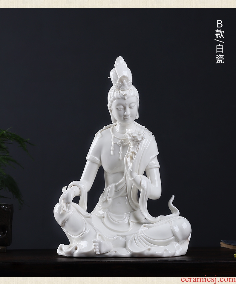 Oriental clay ceramic Chinese zen furnishing articles dehua white porcelain lotus hidden at home sitting room guanyin handicraft