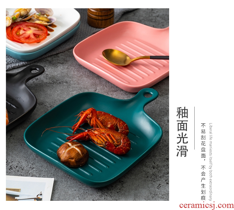 Nordic ceramic dish household creative personality grill steak western breakfast tray of rice dish all the plates