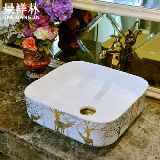 Jingdezhen stage basin of continental square sink basin that wash a face plate of household toilet basin sinks ceramics art