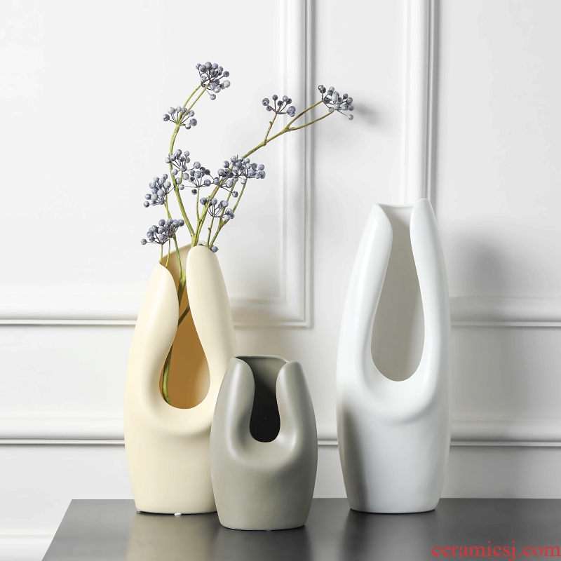 Nordic contemporary and contracted, ceramic vases, furnishing articles sitting room mesa creative decorations dried flower flower flower vase