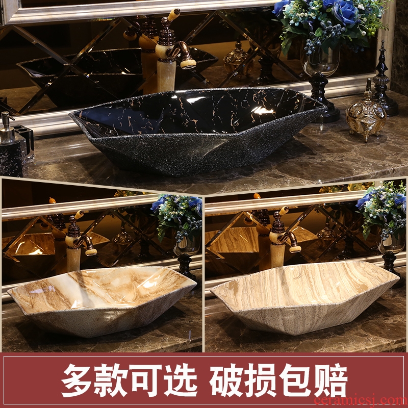 Jingdezhen ceramic art basin sink basin stage of the basin that wash a face basin of black marble
