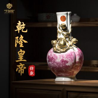 Better sealed kiln jingdezhen chinaware big vase furnishing articles peach sitting room spirit bottle hand-painted Chinese antique home decoration