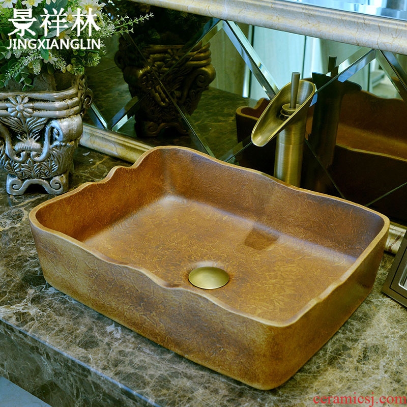 Creative vintage wavy edge square art ceramic lavabo toilet stage basin basin sink basin