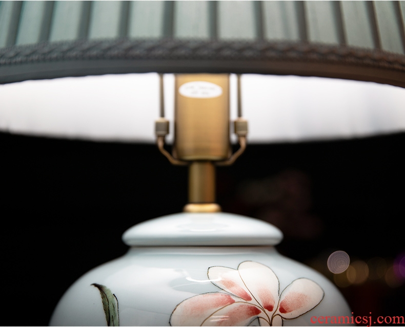 New Chinese style lamp ceramic decoration art of contemporary and contracted design Chinese wind full copper lamps and lanterns of the sitting room the bedroom of the head of a bed