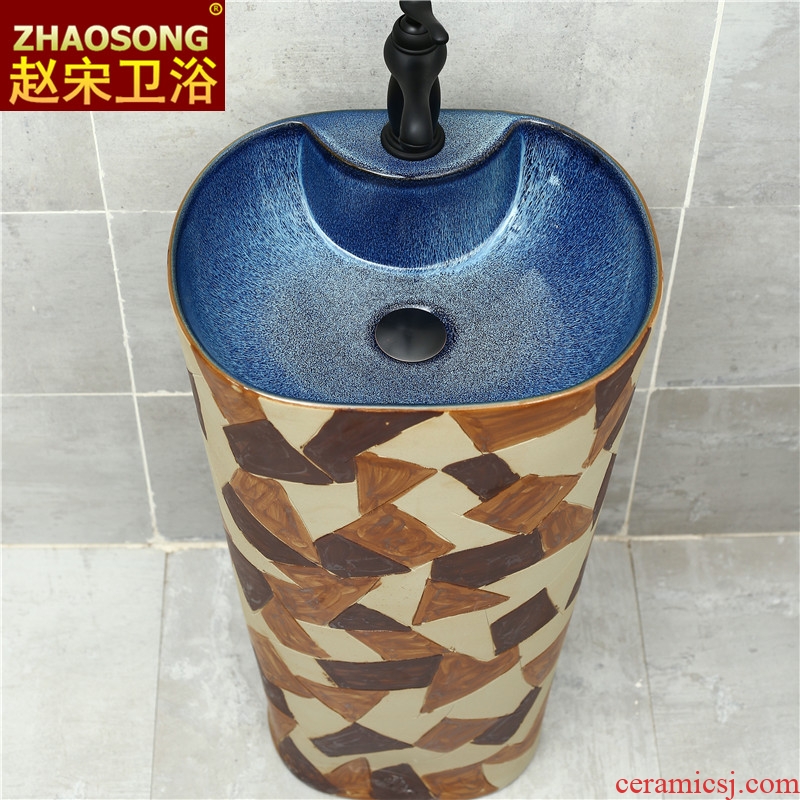 Basin of jingdezhen domestic large conjoined ceramic column pillar lavabo courtyard balcony sink basin antifreeze