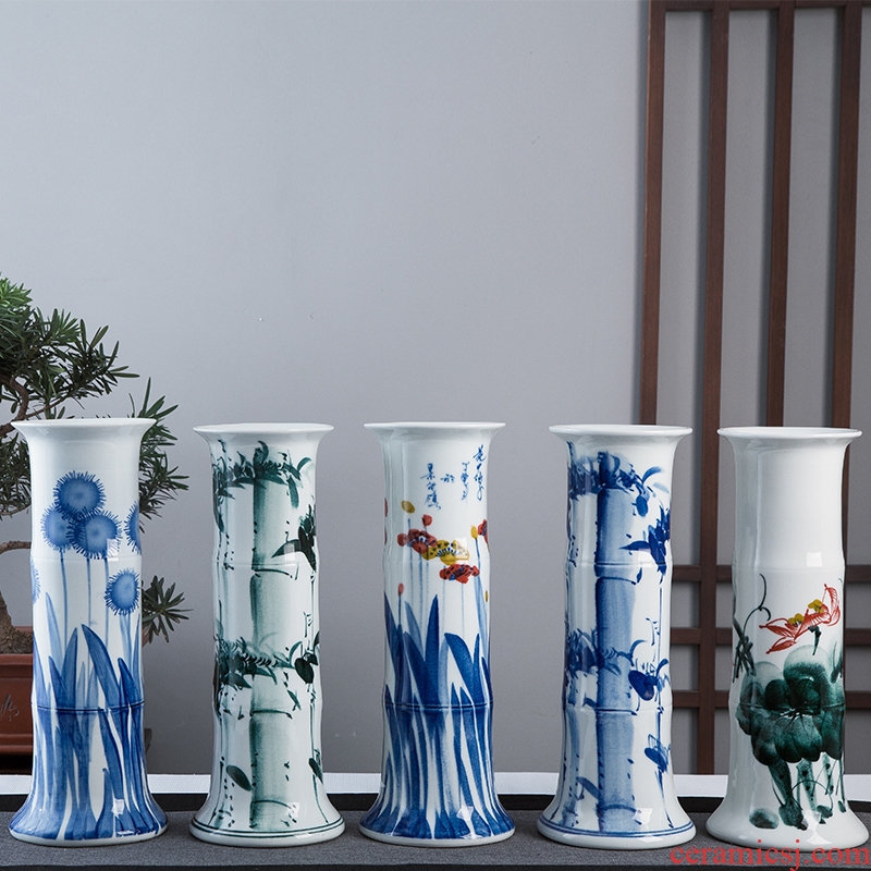 Jingdezhen hand-painted ceramic vase now rising furnishing articles sitting room ground hydroponic lucky bamboo flower arrangement craft ornaments