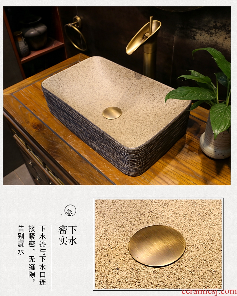 Archaize manual scrub the bathroom on bonsai DE mayor rectangular art basin of black wood grain ceramic wash basin