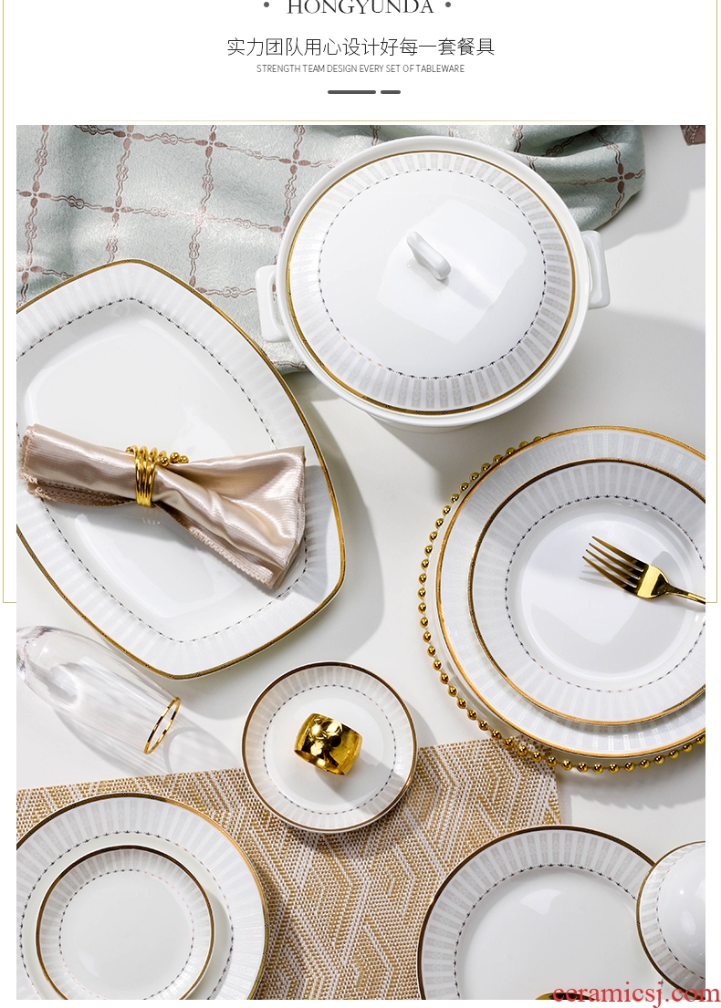 High-end dishes suit household Nordic light creative luxury jingdezhen ceramic tableware european-style housewarming gift set