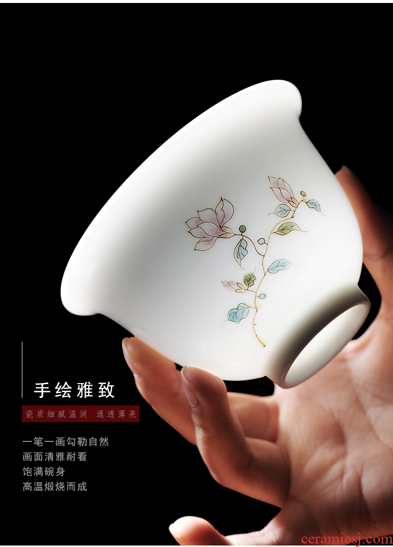 Bo yiu jingdezhen hand-painted tureen hand grasp bubble sweet white large bowl three worship bowl bowl kung fu tea cups