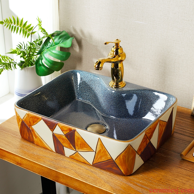 Ranging, neat square ceramic art basin stage basin of restoring ancient ways of household toilet lavabo ou wash basin
