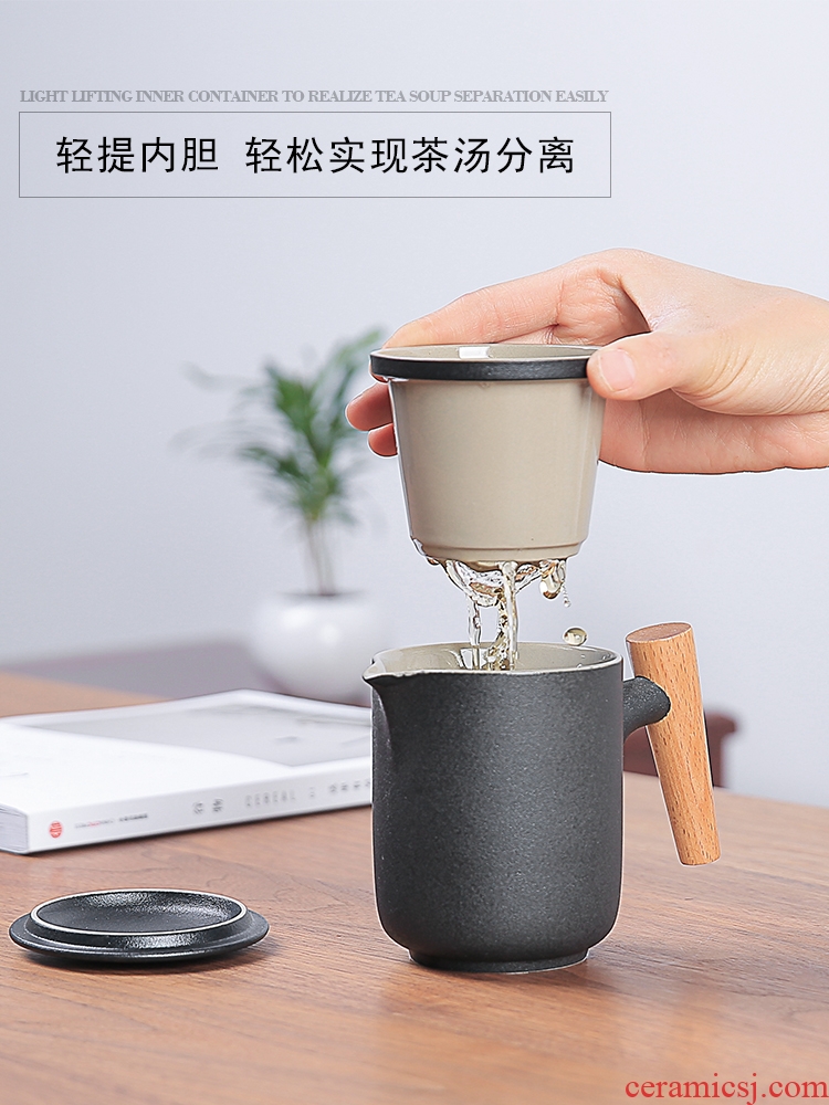 Japanese ceramics crack cup portable receive package travel outdoor tea tea teapot teacup small suit