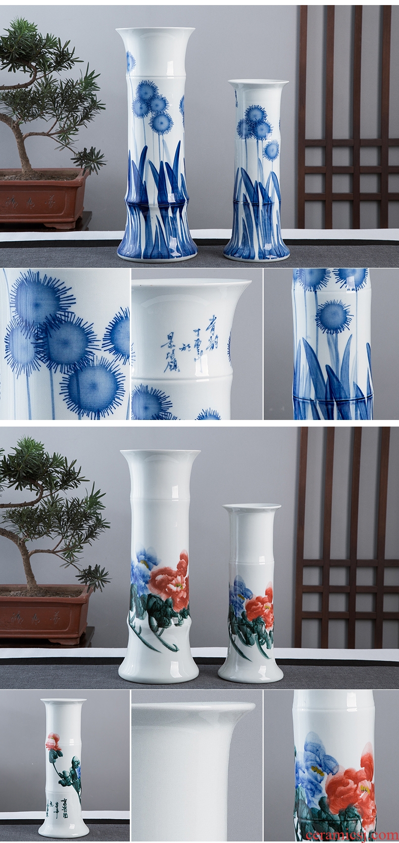 Jingdezhen hand-painted ceramic vase now rising furnishing articles sitting room ground hydroponic lucky bamboo flower arrangement craft ornaments