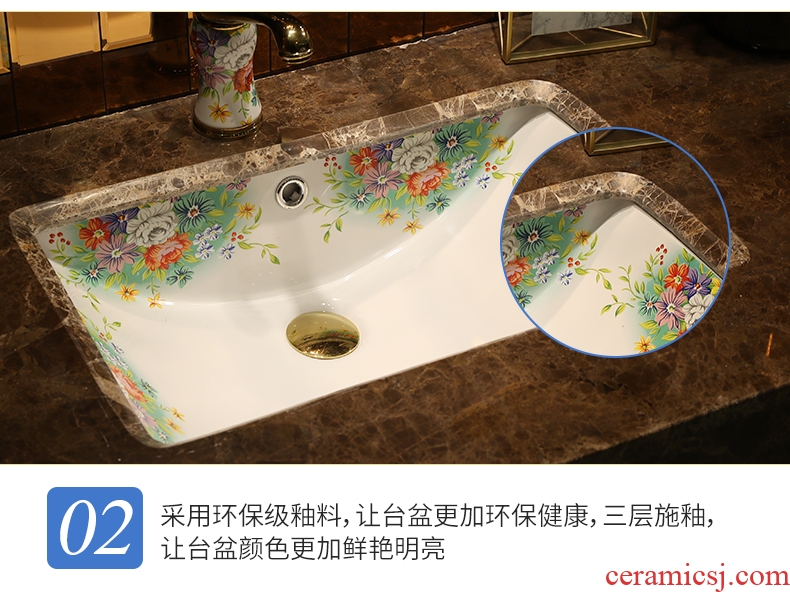 Million birds undercounter lavabo ceramic square rectangular flat embedded basin bathroom sinks basin