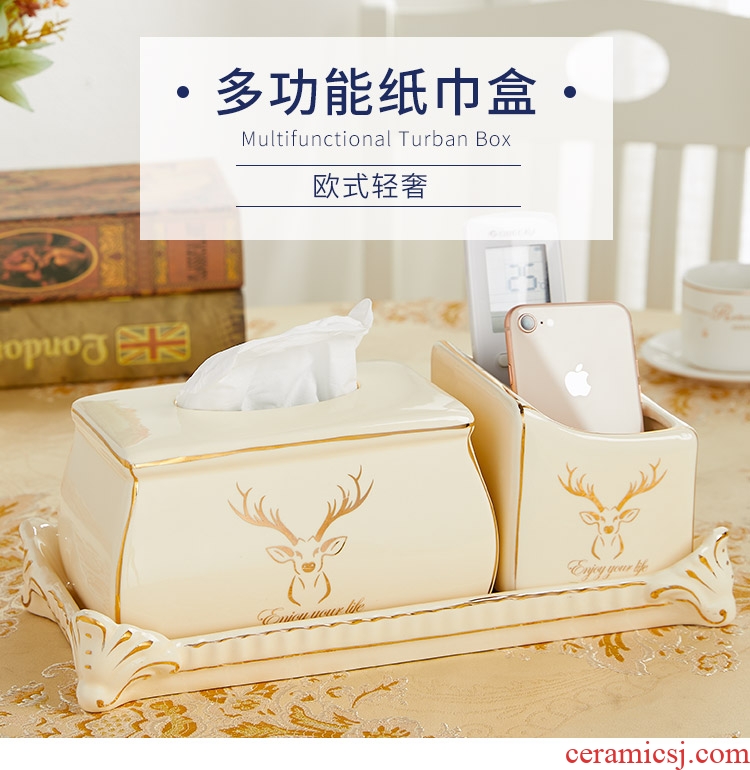 European household multifunctional sitting room adornment tissue box receive a case creative pick a ceramic paper carton box remote control