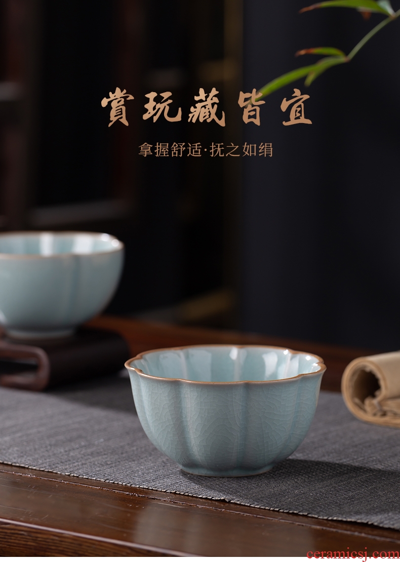 , your kiln azure sample tea cup single cup jingdezhen domestic open piece of kung fu tea cup for her masters cup