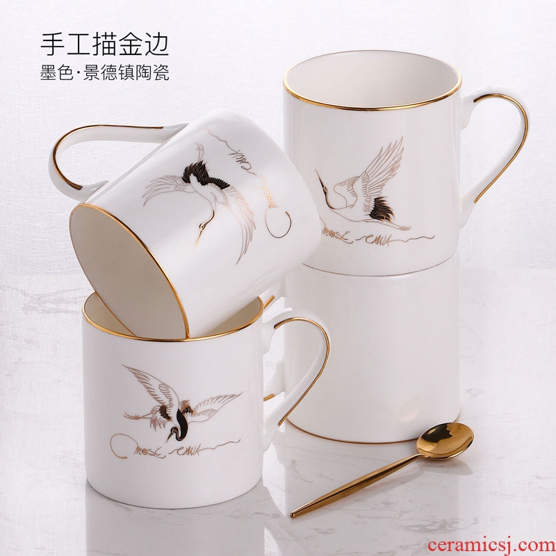 Inky phnom penh mugs household high-capacity ceramic bone China drink a cup of creative contracted XuanHe coffee cup