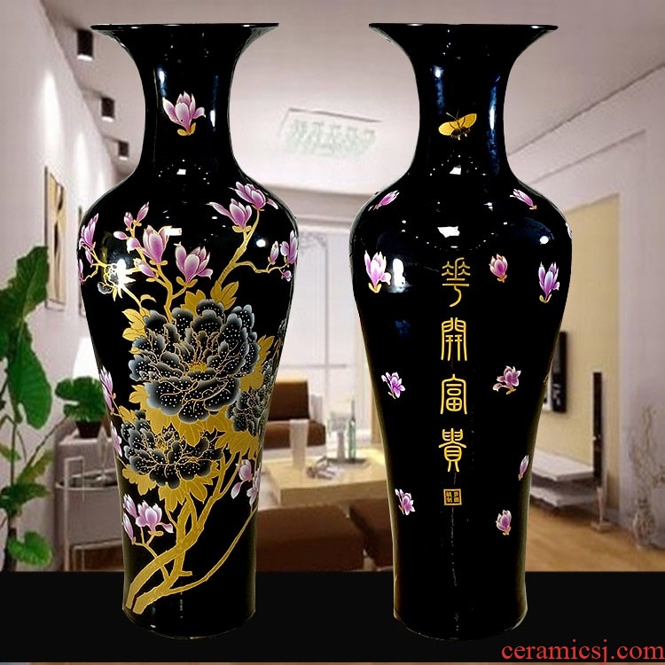 Black peony dark red dust heart big hall jingdezhen ceramics vase 1 m to 2 m new company opening a sitting room be born