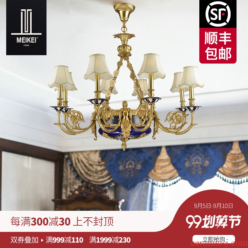 French copper chandelier lights sitting room lights restaurant ceramic lamps and lanterns of european-style luxury villa hall bedroom whole copper chandelier