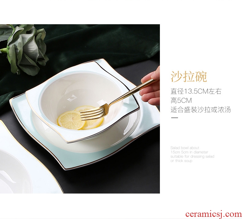 Bone bowls phnom penh dish suit household jingdezhen ceramic tableware nine European contracted bowl plate combination ice month