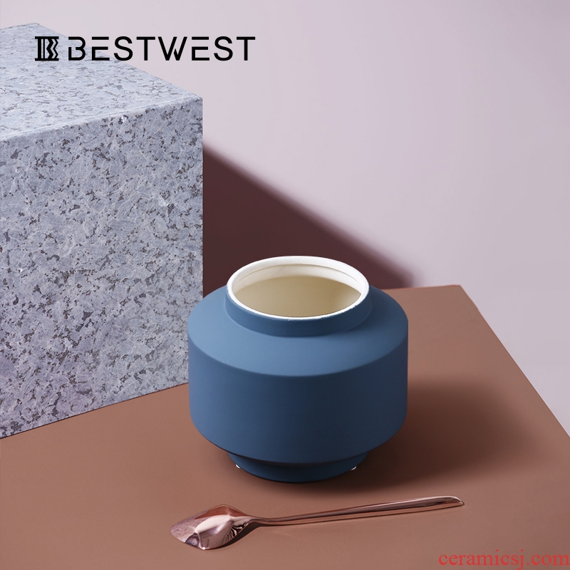 BEST WEST morandi color ceramic vase sample room contracted and contemporary soft adornment creative furnishing articles